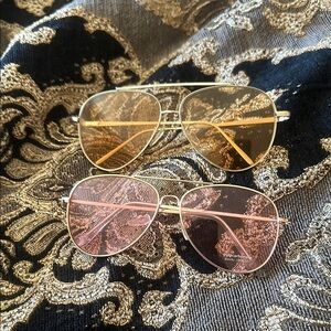 Stylish Gold and Pink Aviator Sunglasses